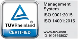 TUV Rheinland Certified Management System ISO 9001:2015, ISO 14001:2015